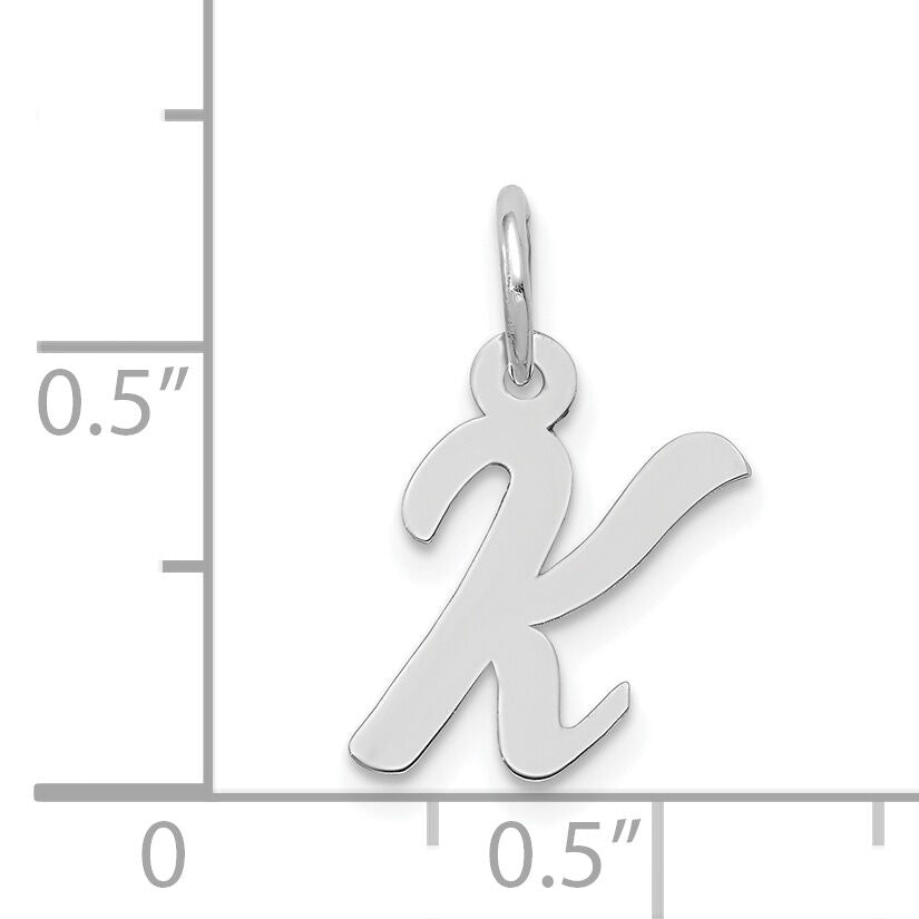 14k White Gold Small Script Letter K Initial Charm-YC659K