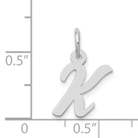 14k White Gold Small Script Letter K Initial Charm-YC659K
