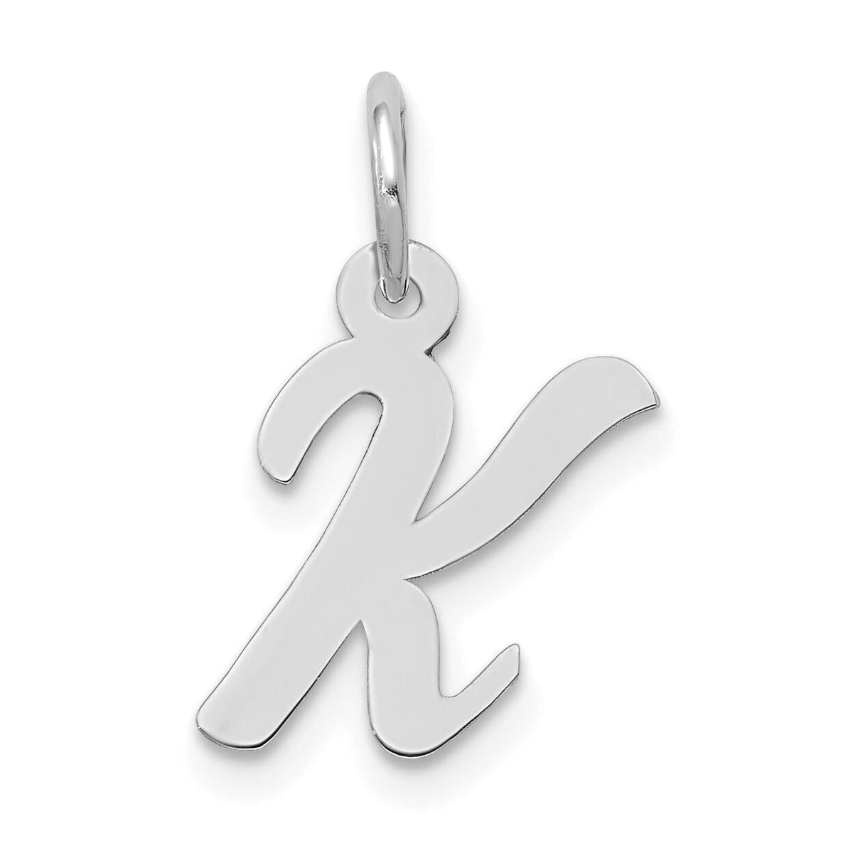 14k White Gold Small Script Letter K Initial Charm-YC659K