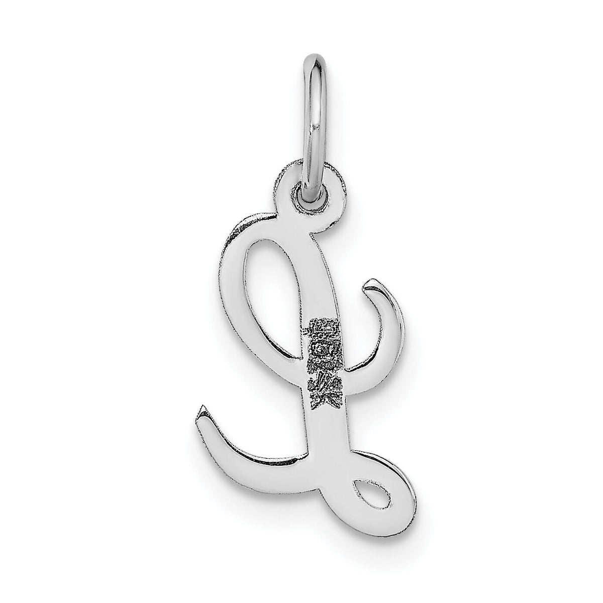 14k White Gold Small Script Letter L Initial Charm-YC659L