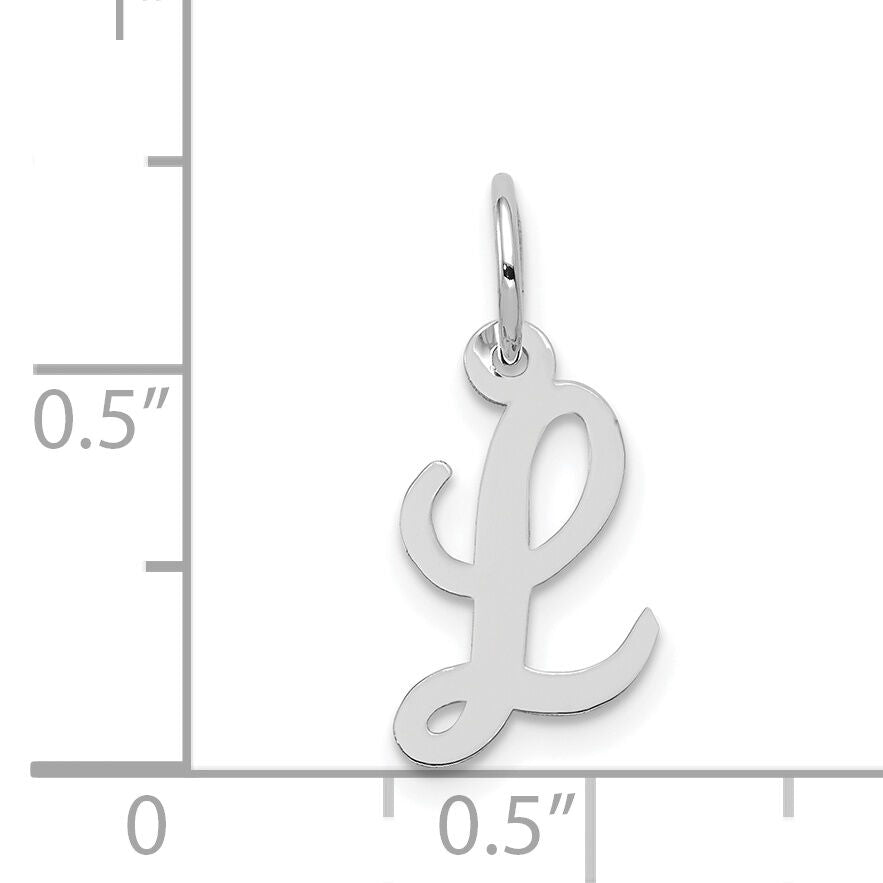 14k White Gold Small Script Letter L Initial Charm-YC659L