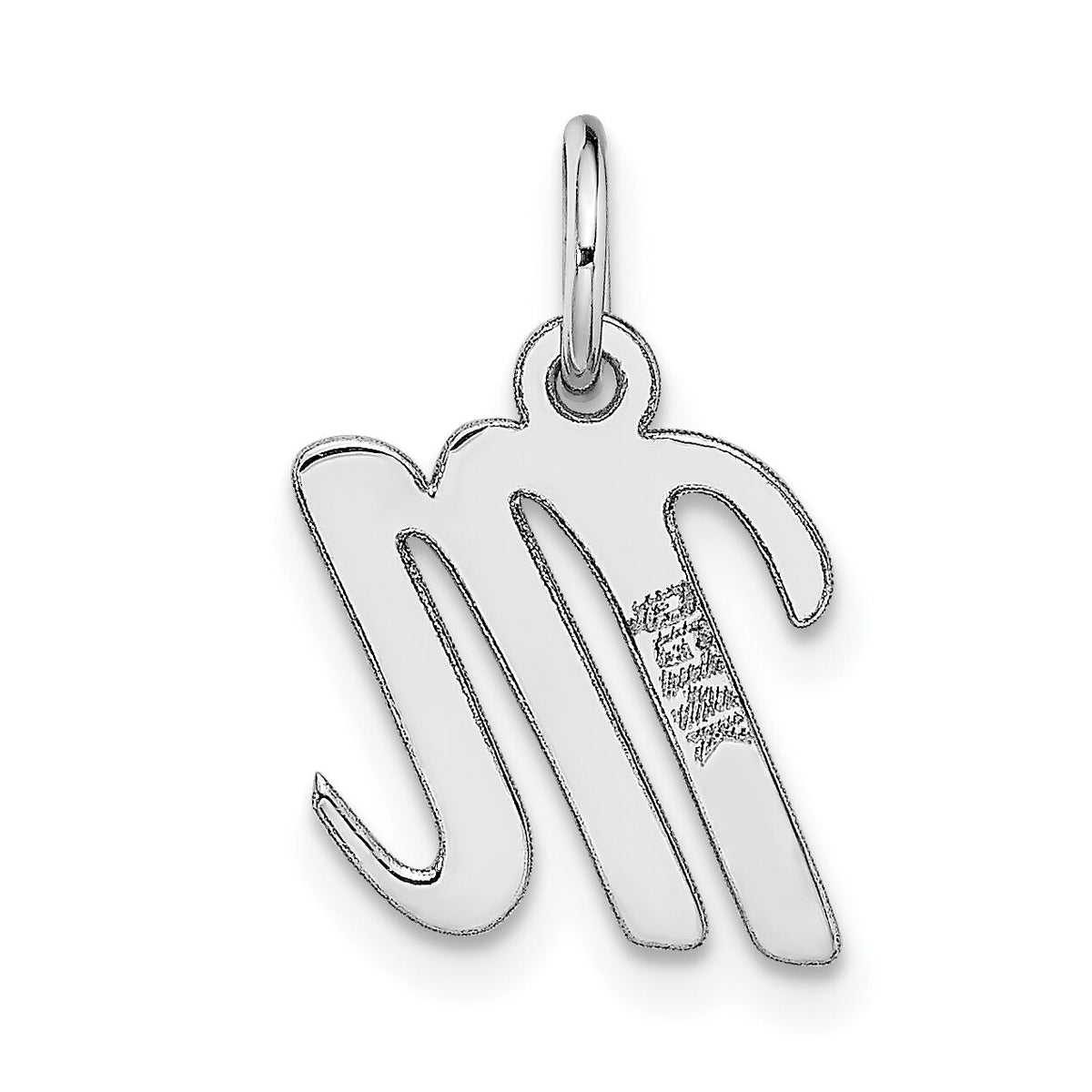 14k White Gold Small Script Letter M Initial Charm-YC659M