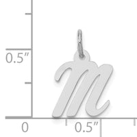 14k White Gold Small Script Letter M Initial Charm-YC659M
