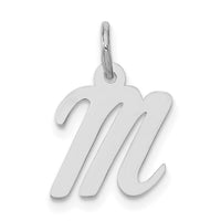 14k White Gold Small Script Letter M Initial Charm-YC659M