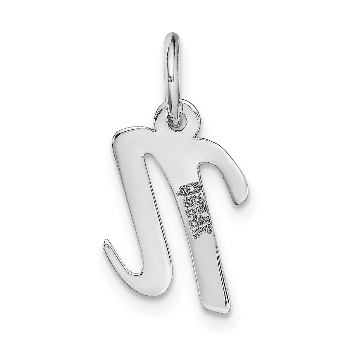 14k White Gold Small Script Letter N Initial Charm-YC659N