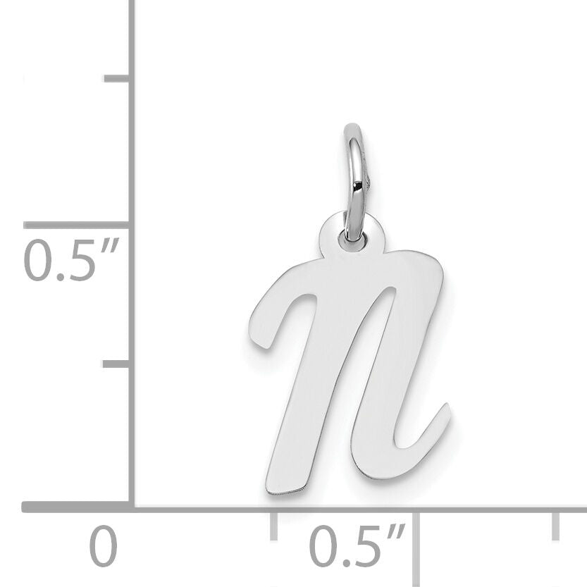14k White Gold Small Script Letter N Initial Charm-YC659N