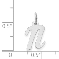 14k White Gold Small Script Letter N Initial Charm-YC659N
