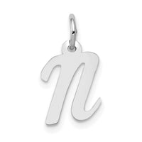 14k White Gold Small Script Letter N Initial Charm-YC659N