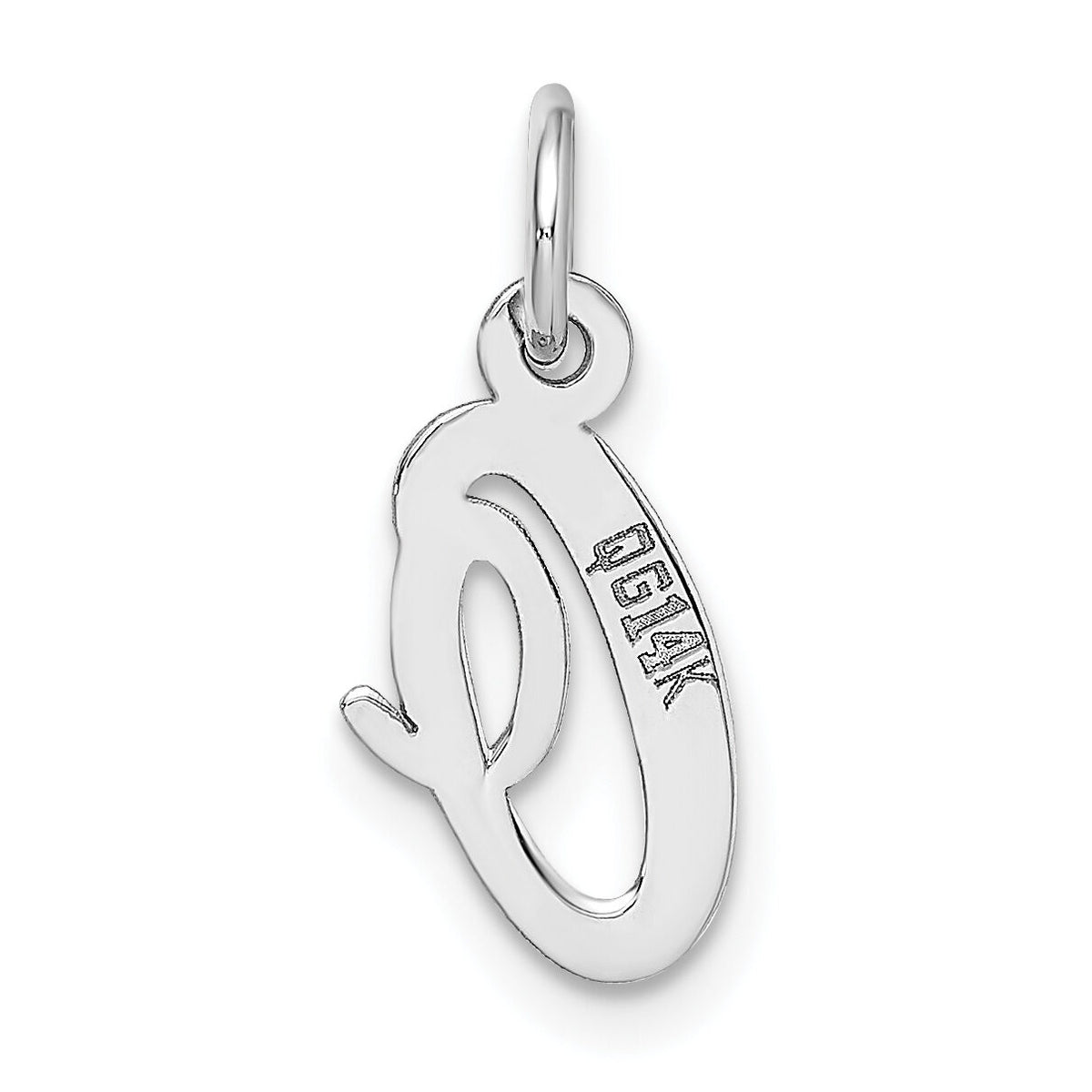 14k White Gold Small Script Letter O Initial Charm-YC659O