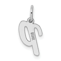 14k White Gold Small Script Letter P Initial Charm-YC659P