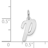 14k White Gold Small Script Letter P Initial Charm-YC659P
