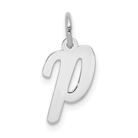 14k White Gold Small Script Letter P Initial Charm-YC659P