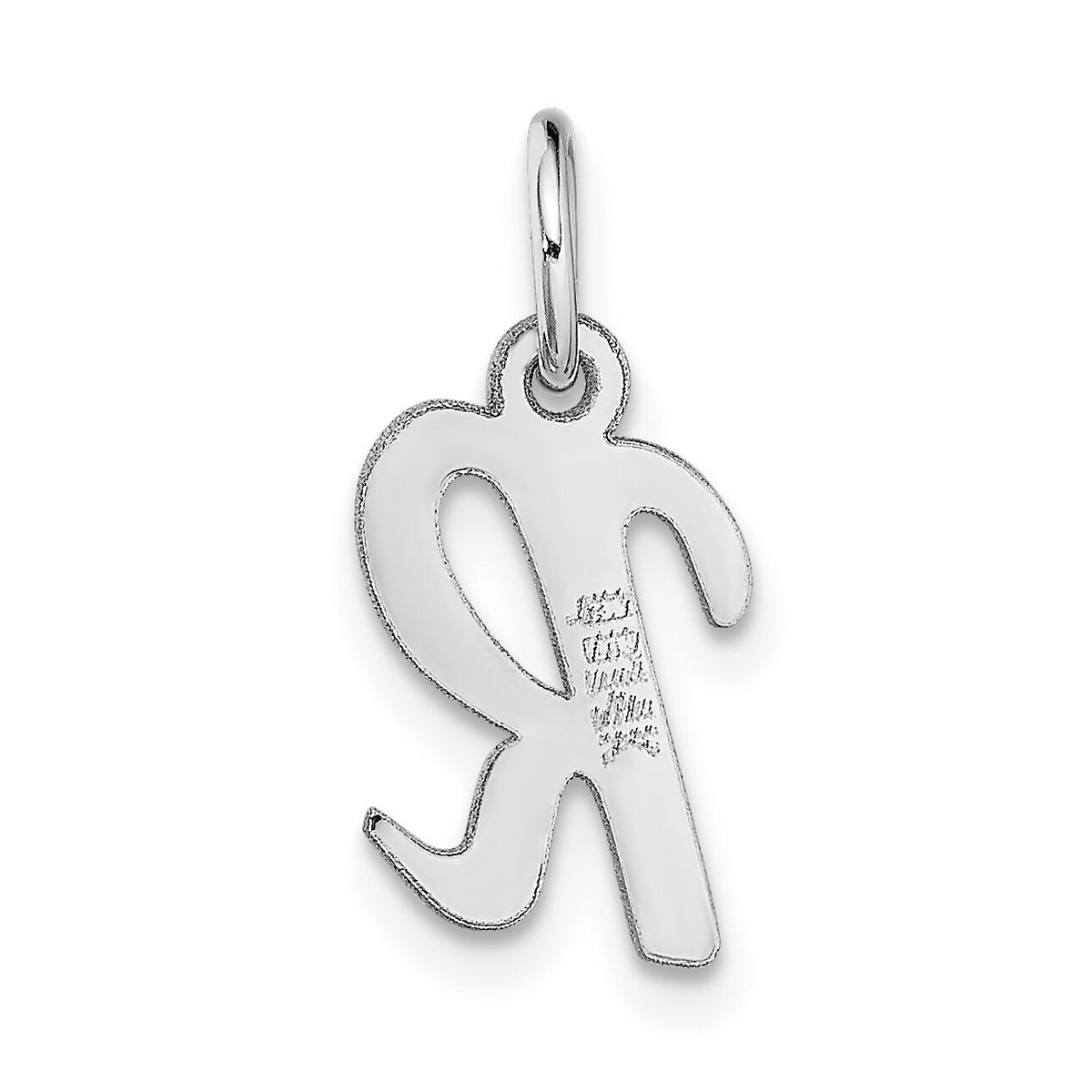 14k White Gold Small Script Letter R Initial Charm-YC659R