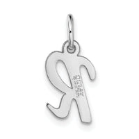 14k White Gold Small Script Letter R Initial Charm-YC659R
