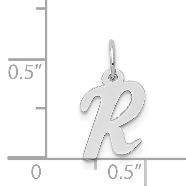 14k White Gold Small Script Letter R Initial Charm-YC659R