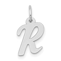 14k White Gold Small Script Letter R Initial Charm-YC659R
