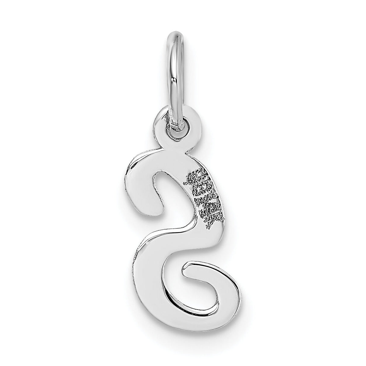 14k White Gold Small Script Letter S Initial Charm-YC659S