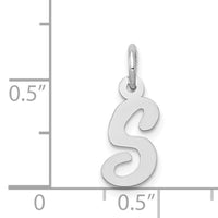 14k White Gold Small Script Letter S Initial Charm-YC659S