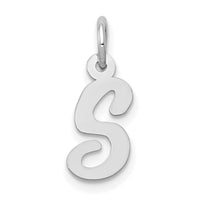14k White Gold Small Script Letter S Initial Charm-YC659S