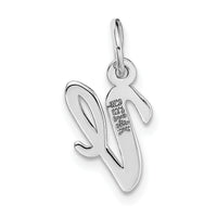 14k White Gold Small Script Letter V Initial Charm-YC659V