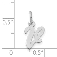 14k White Gold Small Script Letter V Initial Charm-YC659V