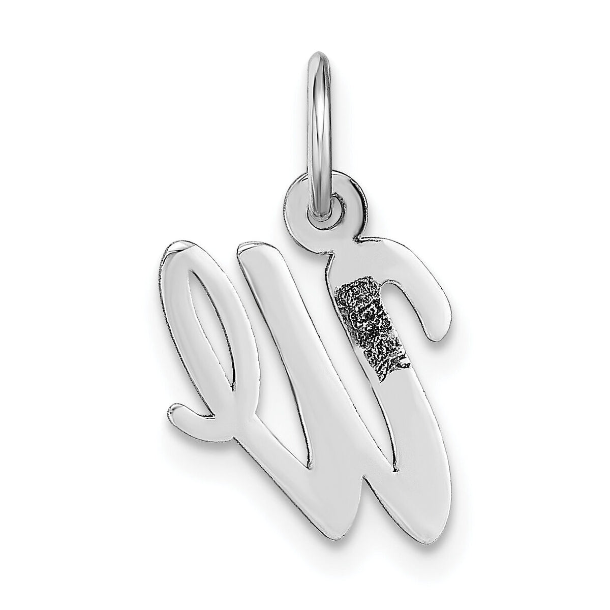 14k White Gold Small Script Letter W Initial Charm-YC659W