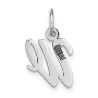14k White Gold Small Script Letter W Initial Charm-YC659W