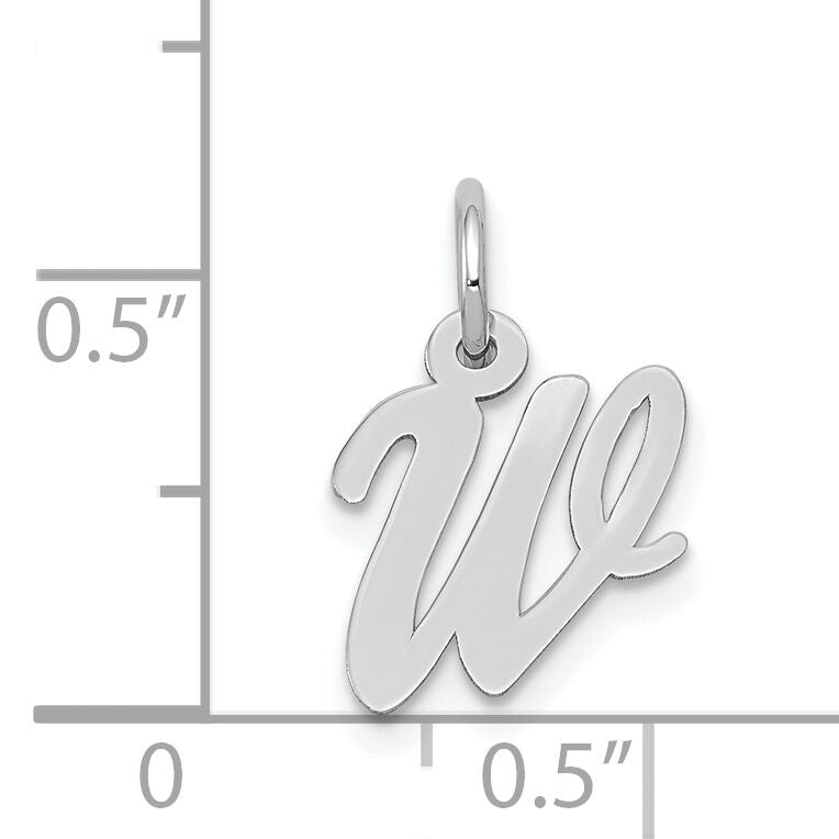 14k White Gold Small Script Letter W Initial Charm-YC659W