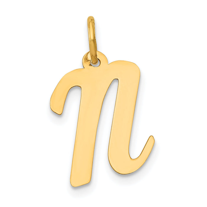 14k Medium Script Letter N Initial Charm-YC660N