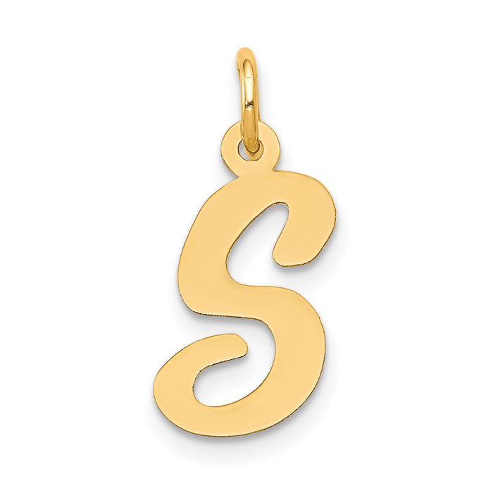 14k Medium Script Letter S Initial Charm-YC660S