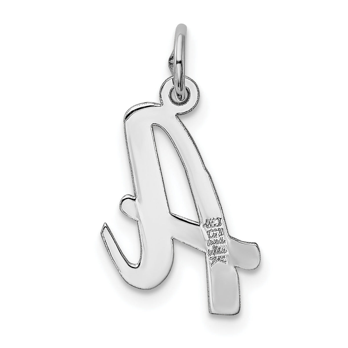 14k White Gold Medium Script Letter A Initial Charm-YC661A