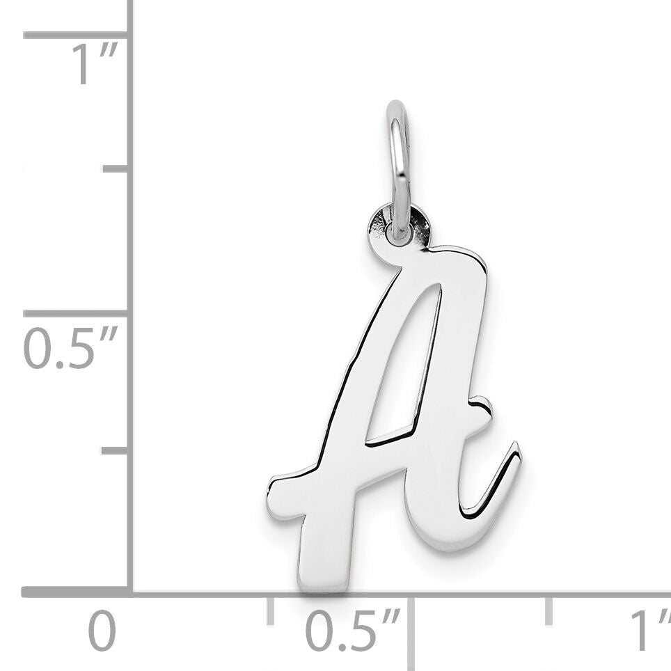 14k White Gold Medium Script Letter A Initial Charm-YC661A