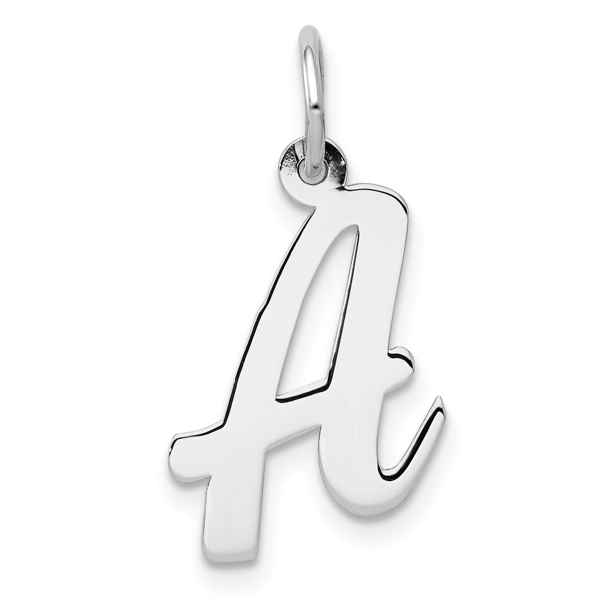 14k White Gold Medium Script Letter A Initial Charm-YC661A