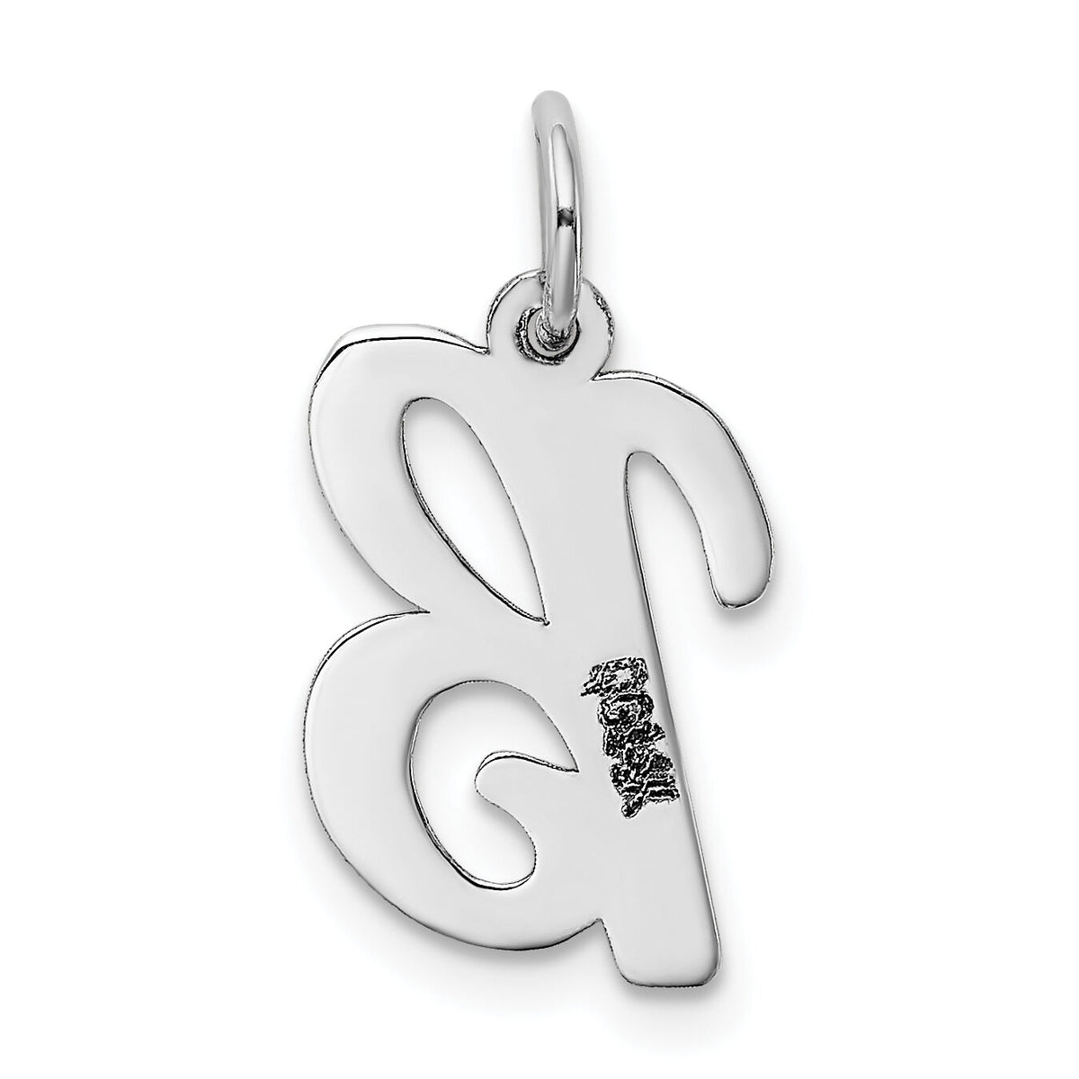 14k White Gold Medium Script Letter B Initial Charm-YC661B