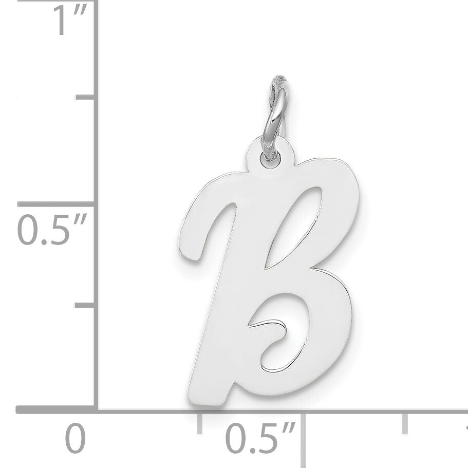 14k White Gold Medium Script Letter B Initial Charm-YC661B