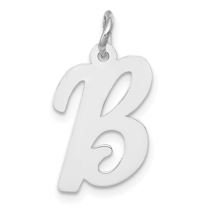 14k White Gold Medium Script Letter B Initial Charm-YC661B