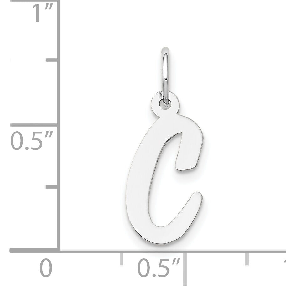 14k White Gold Medium Script Letter C Initial Charm-YC661C