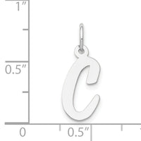 14k White Gold Medium Script Letter C Initial Charm-YC661C