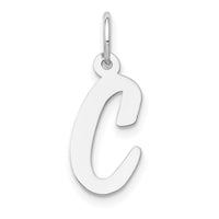 14k White Gold Medium Script Letter C Initial Charm-YC661C
