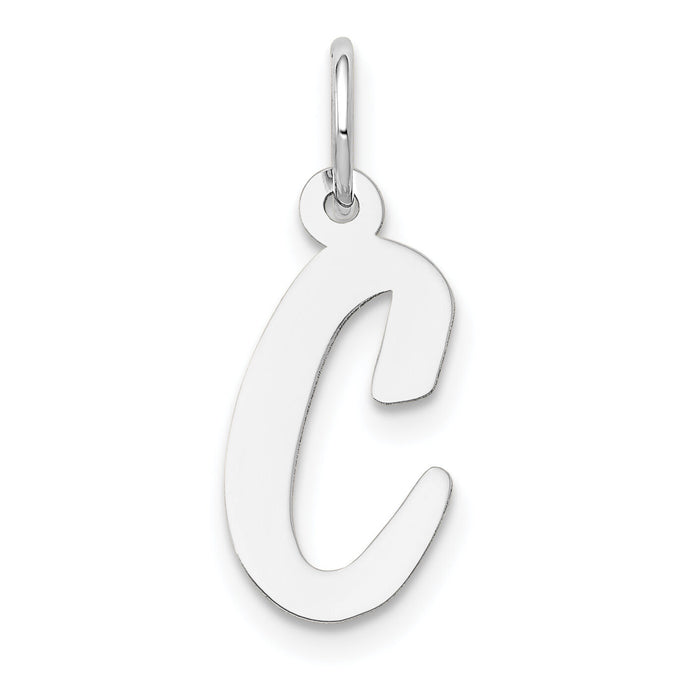 14k White Gold Medium Script Letter C Initial Charm-YC661C