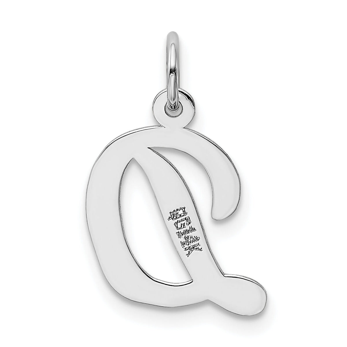 14k White Gold Medium Script Letter D Initial Charm-YC661D