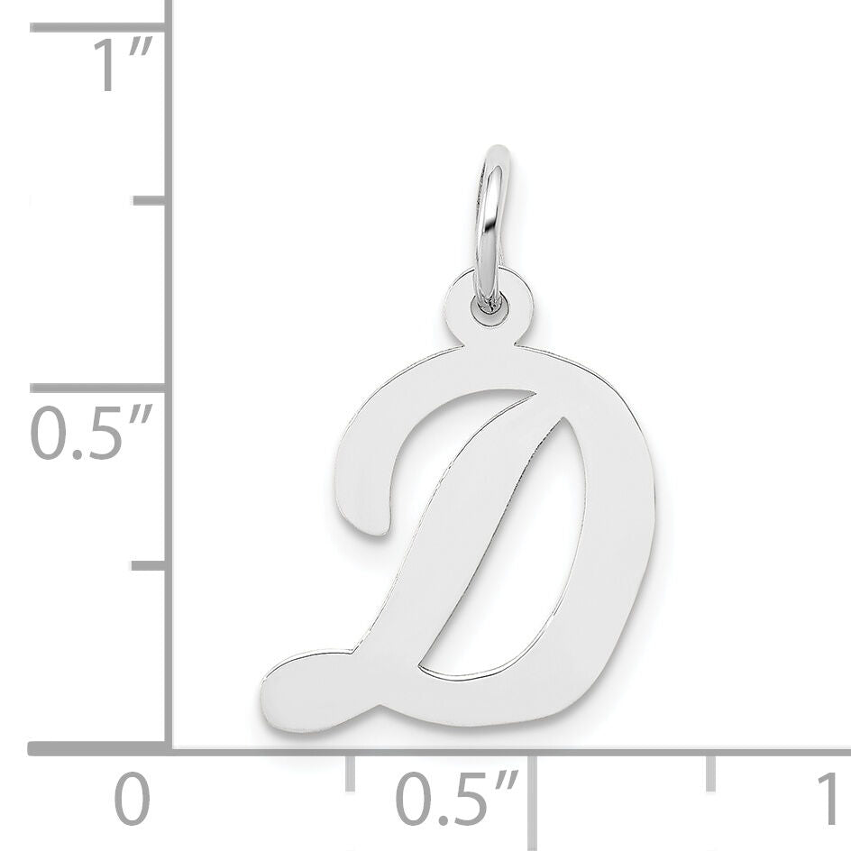 14k White Gold Medium Script Letter D Initial Charm-YC661D