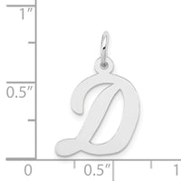 14k White Gold Medium Script Letter D Initial Charm-YC661D