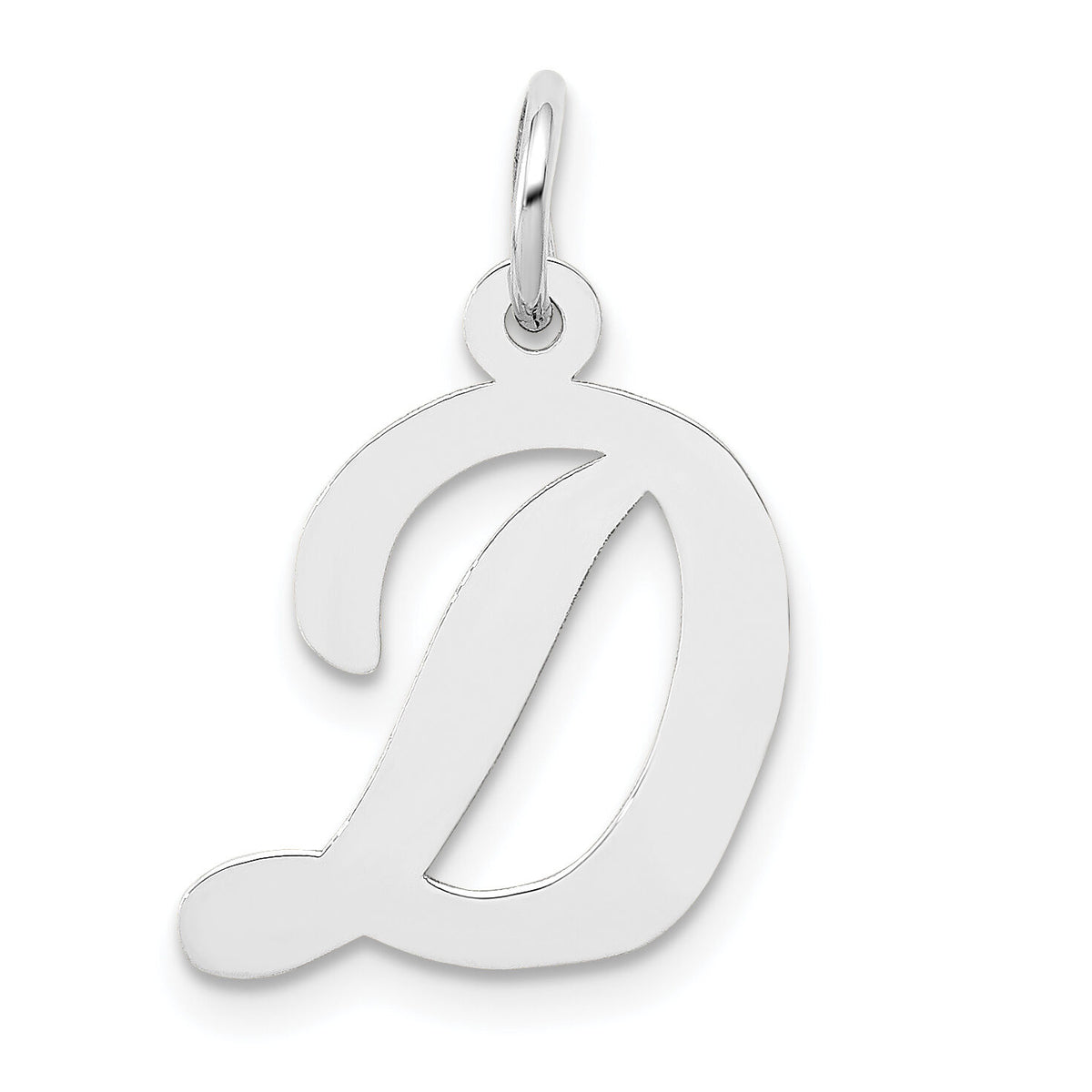 14k White Gold Medium Script Letter D Initial Charm-YC661D