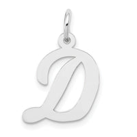 14k White Gold Medium Script Letter D Initial Charm-YC661D