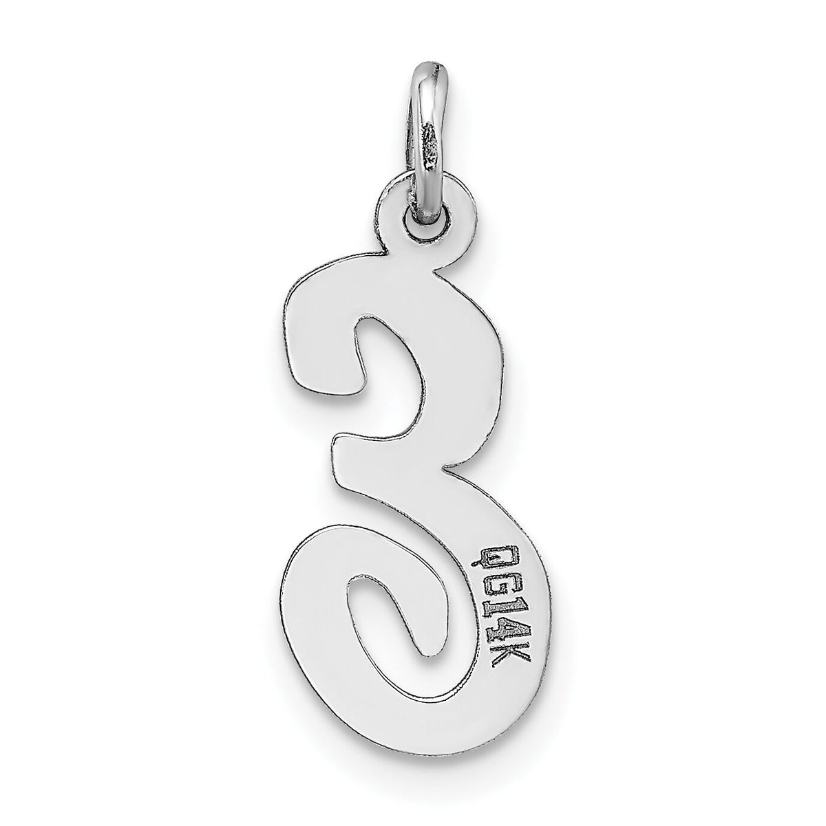 14k White Gold Medium Script Letter E Initial Charm-YC661E