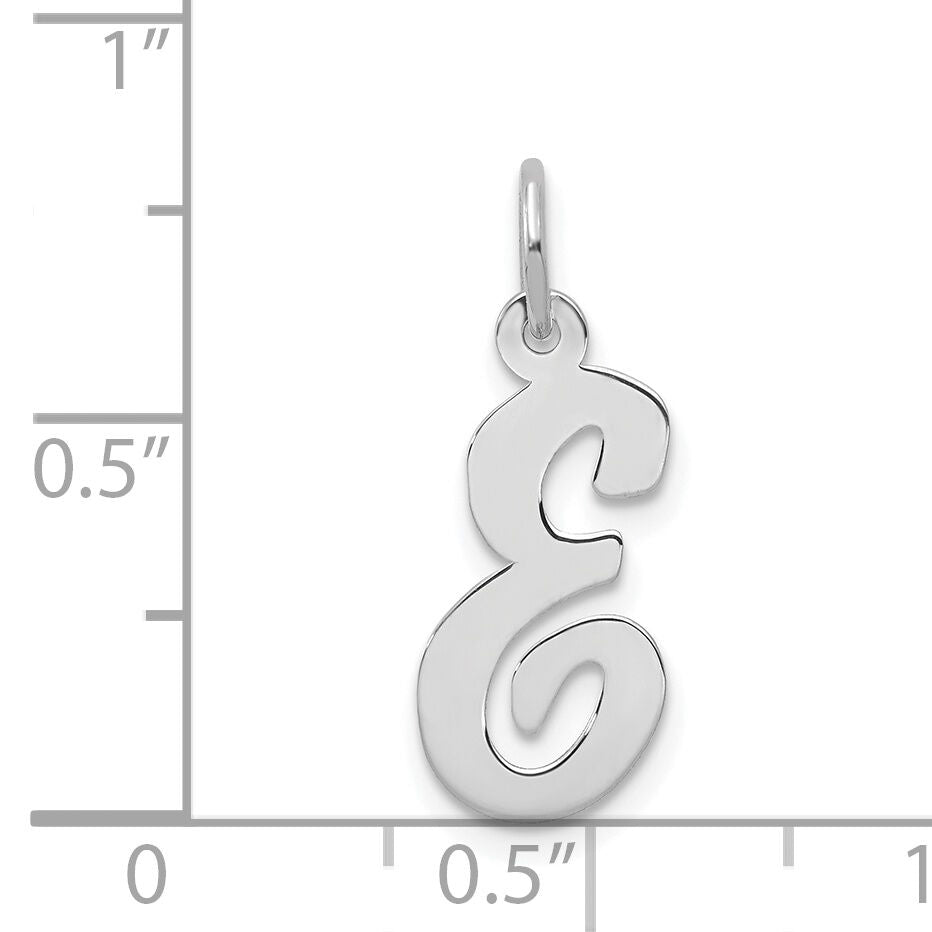 14k White Gold Medium Script Letter E Initial Charm-YC661E