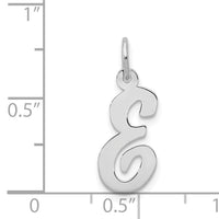 14k White Gold Medium Script Letter E Initial Charm-YC661E