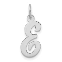 14k White Gold Medium Script Letter E Initial Charm-YC661E
