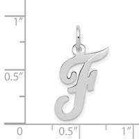14k White Gold Medium Script Letter F Initial Charm-YC661F